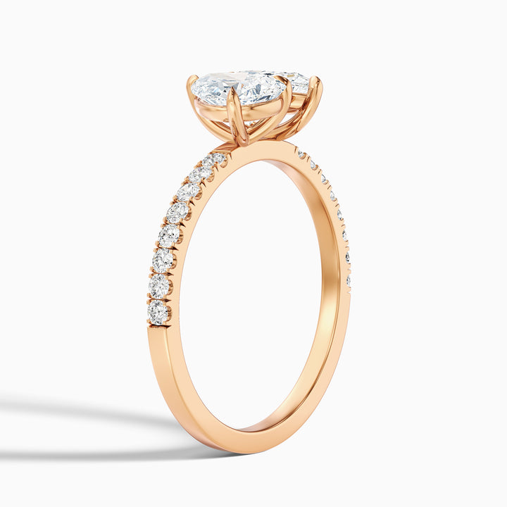 anahi 3 carat toi et moi pave ring in 925 sterling silver with both pear two stone lab grown diamond - Detail View