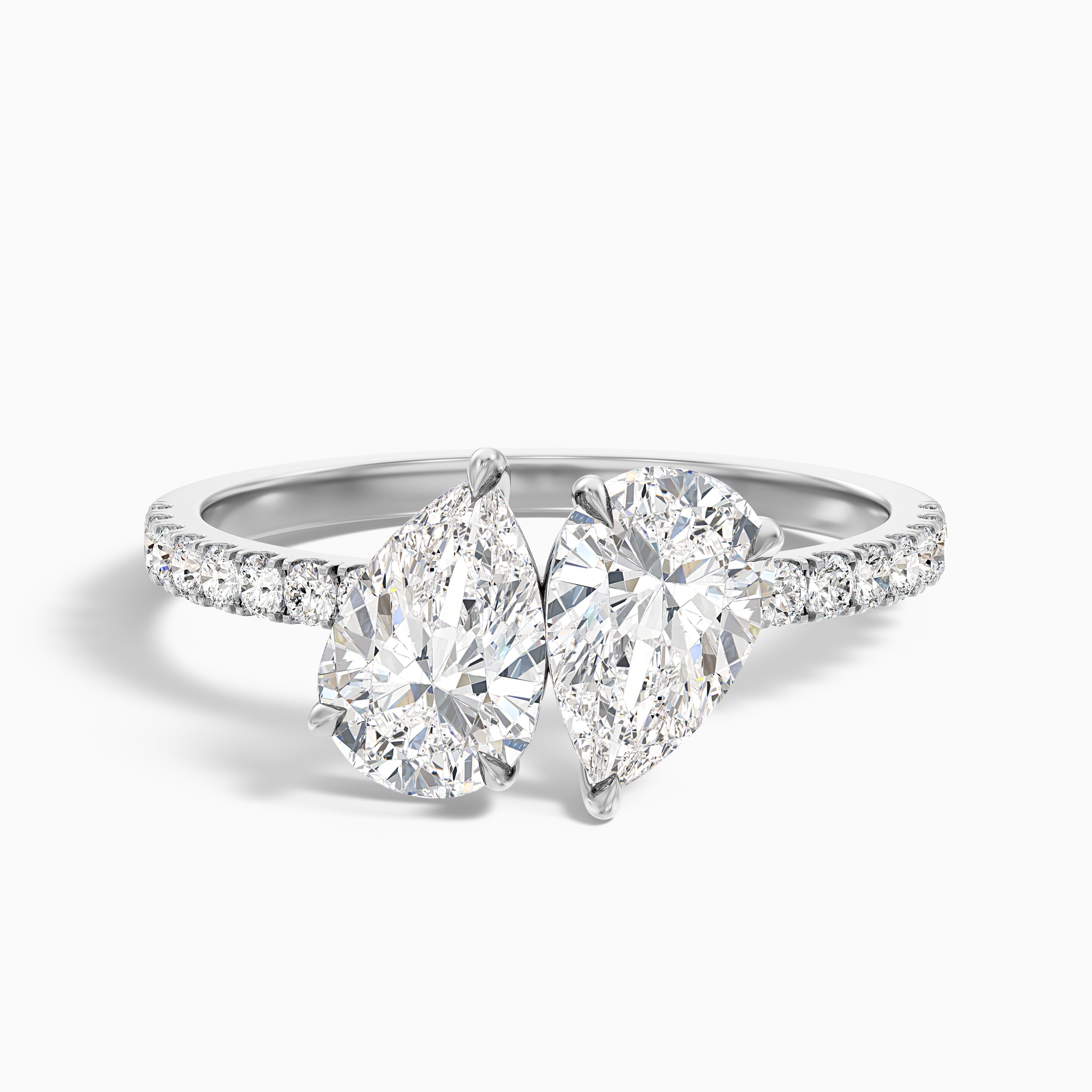 Anahi Toi Et Moi Pave Ring in 10k White Gold With Both Pear Two Stone Lab Grown Diamond (2 Ct. Tw.)