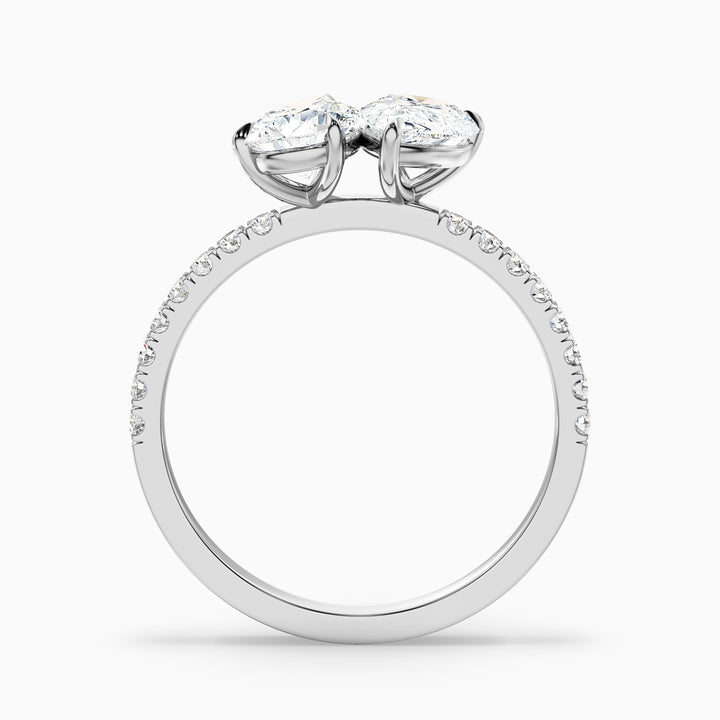 Crina Toi Et Moi Pave Ring With Both Pear Two Stone Moissanite Diamond in 925 Sterling Silver (1 Ct. Tw.)