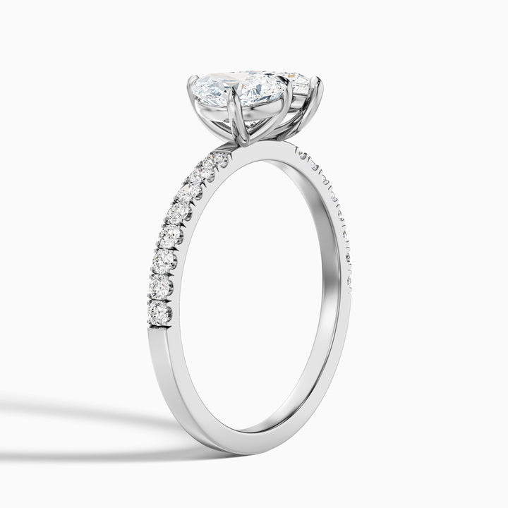 Crina Toi Et Moi Pave Ring With Both Pear Two Stone Moissanite Diamond in 10k Yellow Gold (1 Ct. Tw.)