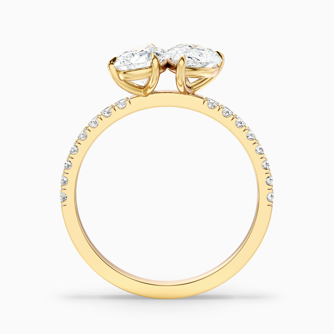 Crina Toi Et Moi Pave Ring With Both Pear Two Stone Moissanite Diamond in Platinum (4.5 Ct. Tw.)