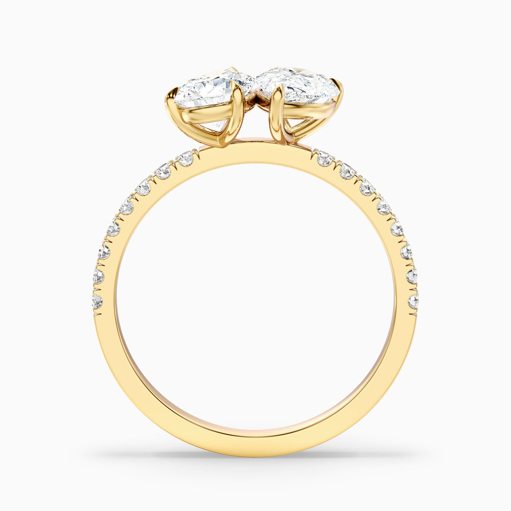 anahi 5 carat toi et moi pave ring in 14k yellow gold with both pear two stone lab grown diamond - Side View