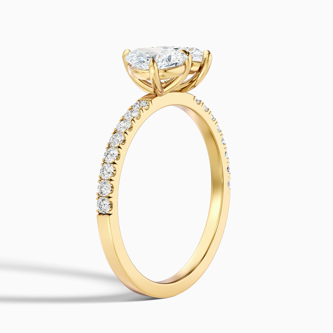 Crina Toi Et Moi Pave Ring With Both Pear Two Stone Moissanite Diamond in 10k Yellow Gold (1 Ct. Tw.)