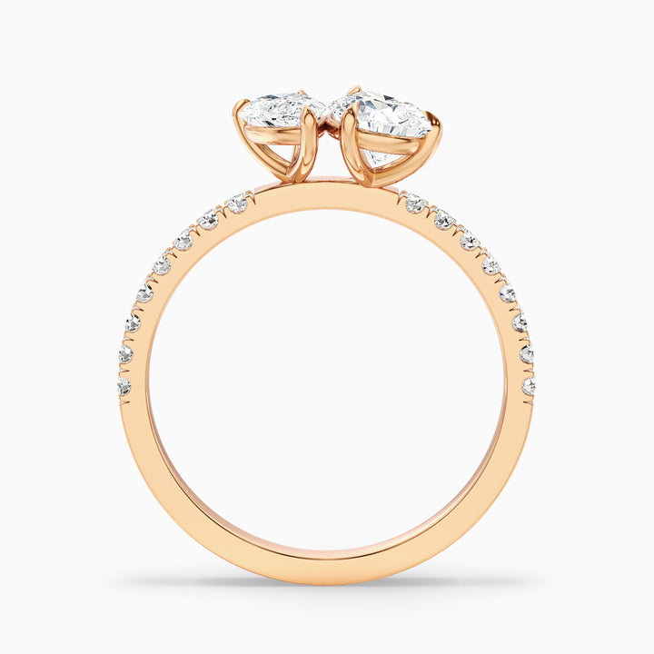 andie 4.5 carat toi et moi pave ring in 925 sterling silver with both pear two stone lab grown diamond - Side View