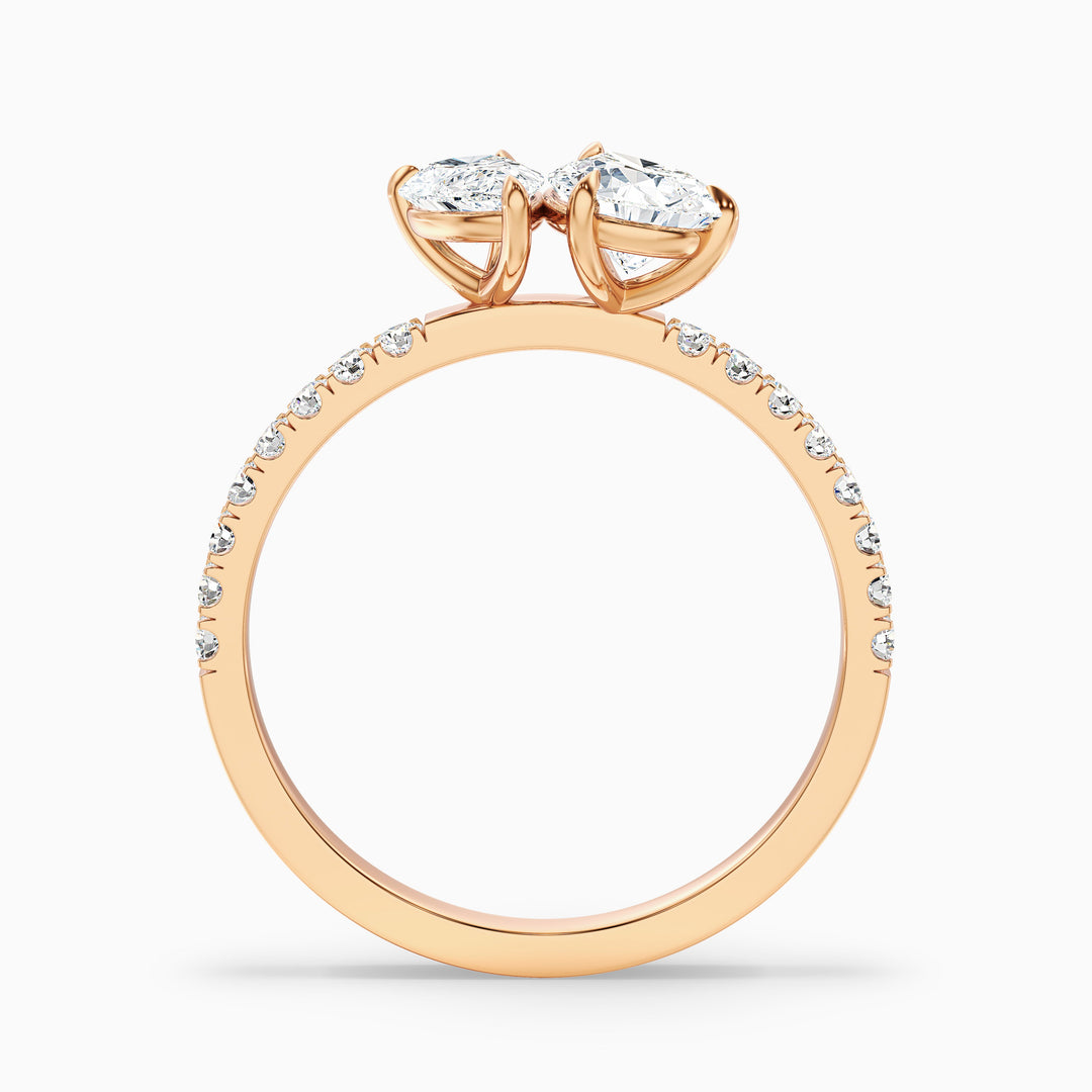 Aiyla Toi Et Moi Pave Ring With Both Pear Two Stone Moissanite Diamond in 18k Yellow Gold (2 Ct. Tw.)