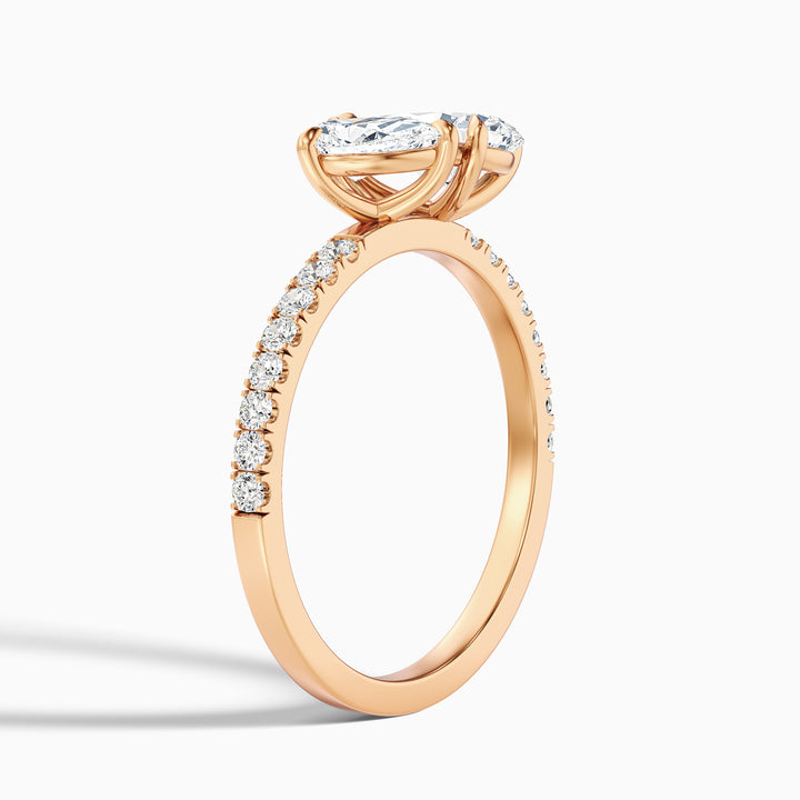 Aiyla Toi Et Moi Pave Ring With Both Pear Two Stone Moissanite Diamond in 925 Sterling Silver (2 Ct. Tw.)