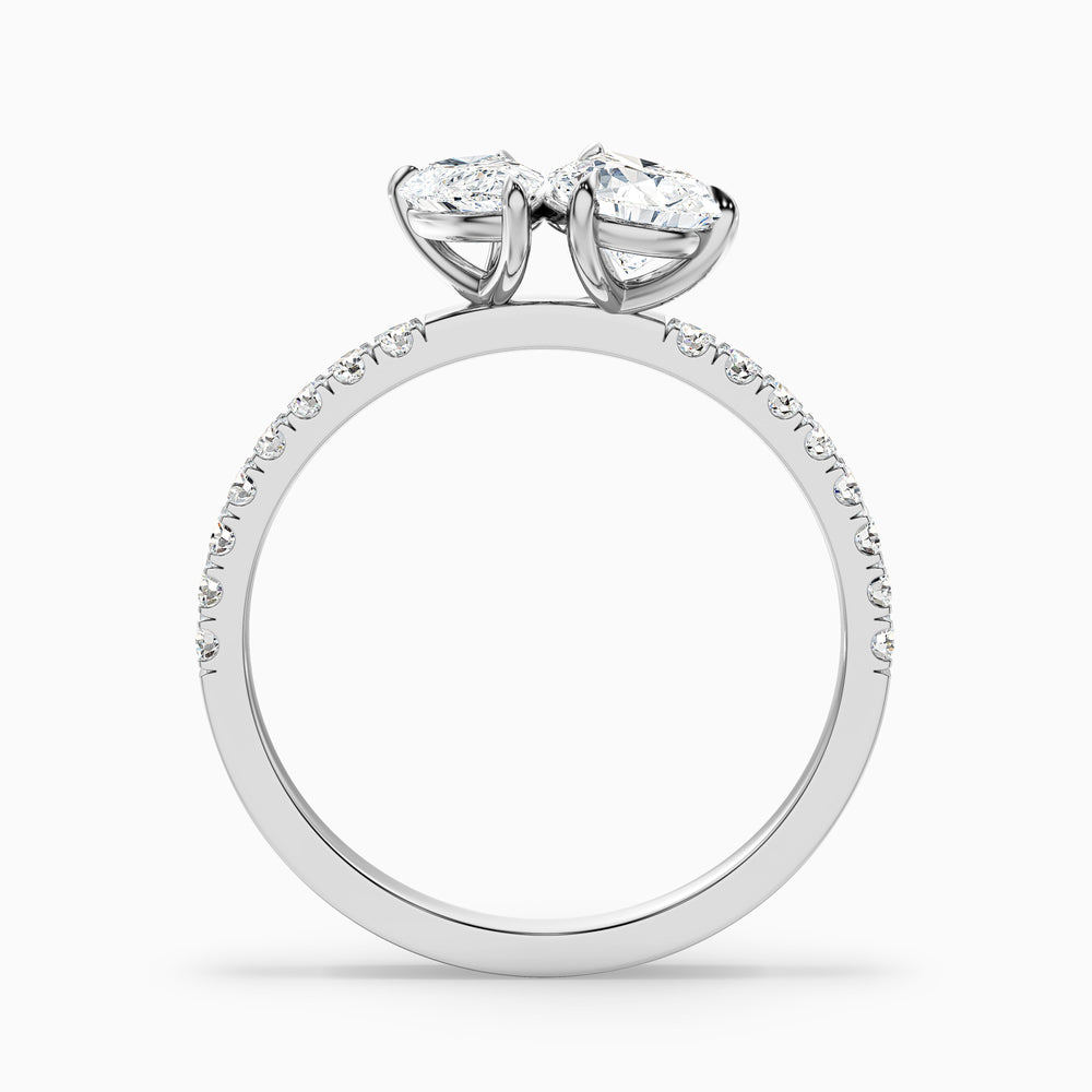 andie 1 carat toi et moi pave ring in 10k white gold with both pear two stone lab grown diamond - Side View