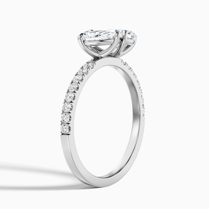 Aiyla Toi Et Moi Pave Ring With Both Pear Two Stone Moissanite Diamond in 925 Sterling Silver (3.5 Ct. Tw.)