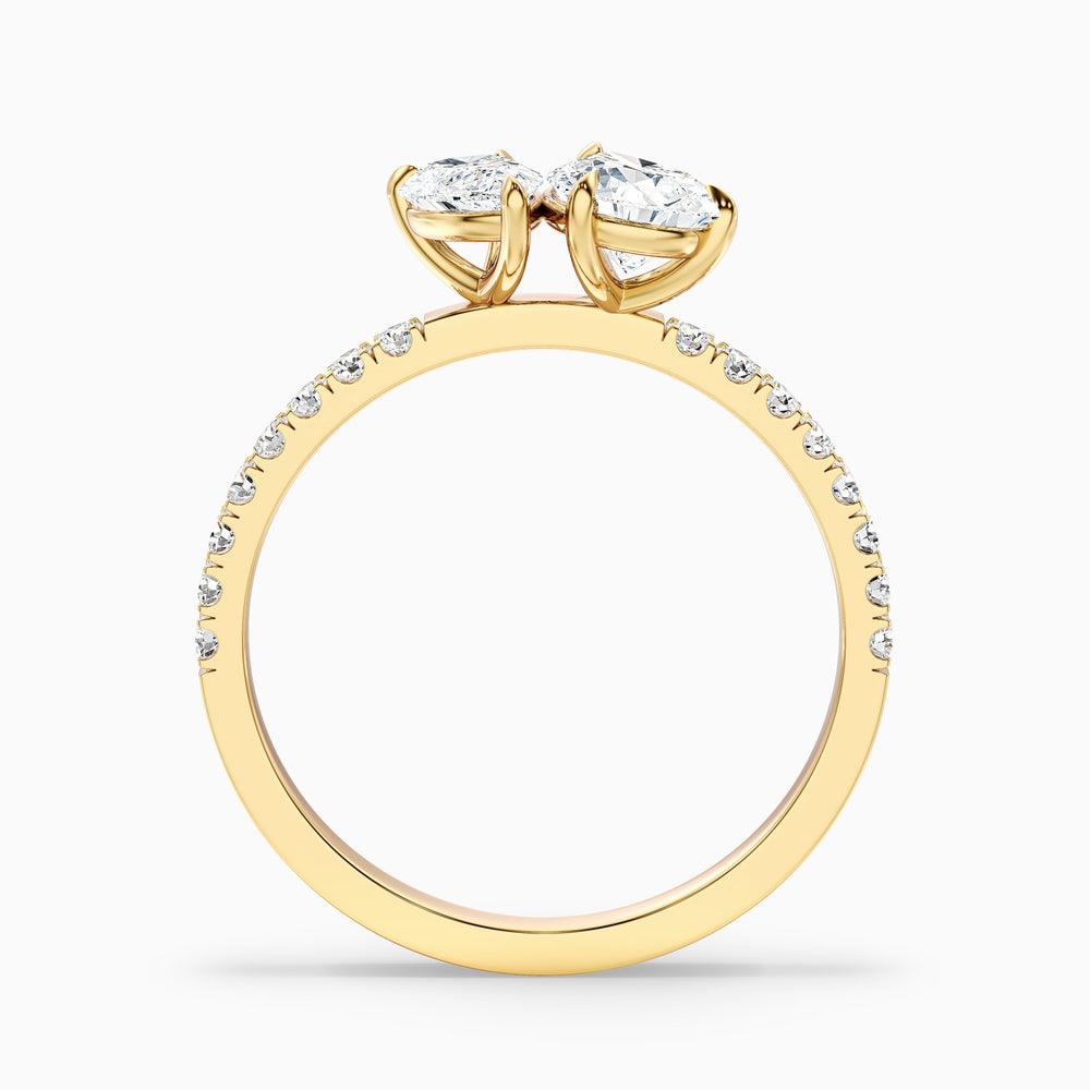 andie 1 carat toi et moi pave ring in 10k yellow gold with both pear two stone lab grown diamond - Side View