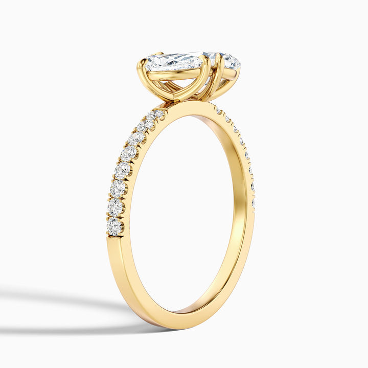 Aiyla Toi Et Moi Pave Ring With Both Pear Two Stone Moissanite Diamond in 10k Yellow Gold (1 Ct. Tw.)