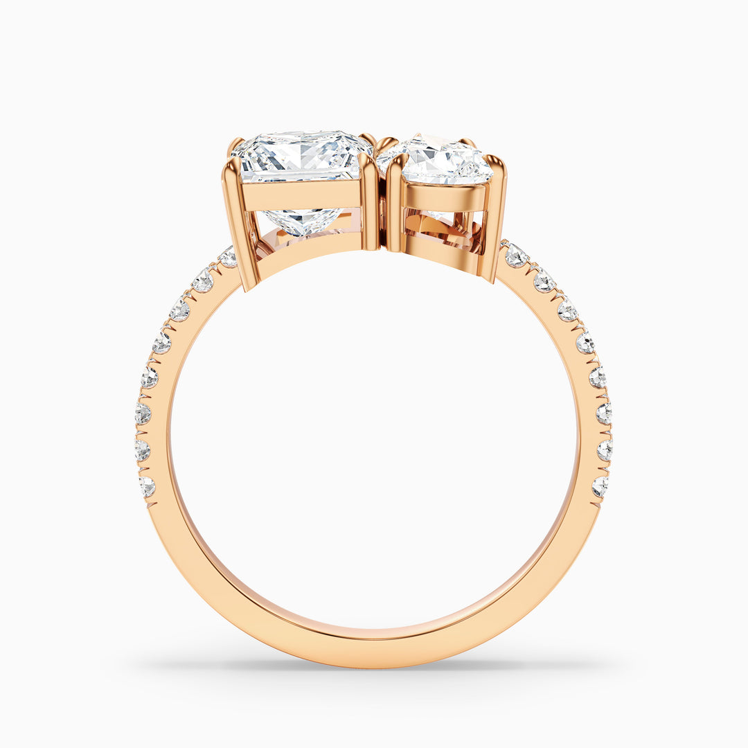 anyla 3 carat toi et moi pave ring in 925 sterling silver with princess and pear two stone lab grown diamond - Side View