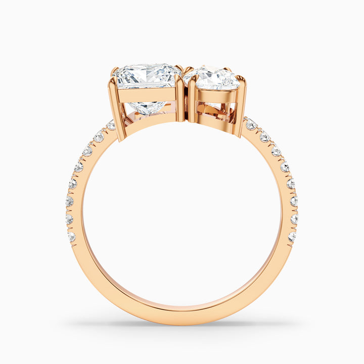 Anyla Toi Et Moi Pave Ring With Princess and Pear Two Stone Moissanite Diamond in 10k Yellow Gold (3.5 Ct. Tw.)