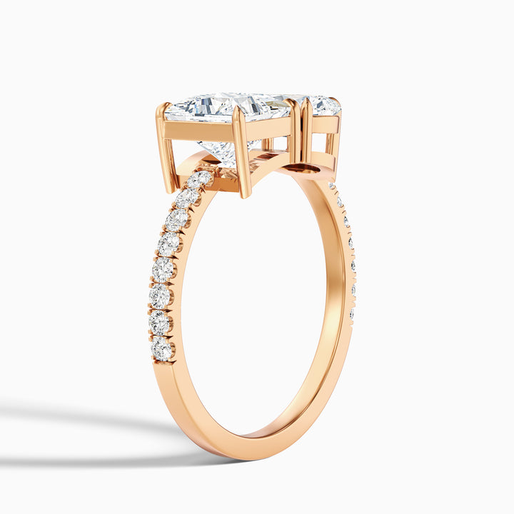 anyla 3 carat toi et moi pave ring in 925 sterling silver with princess and pear two stone lab grown diamond - Detail View