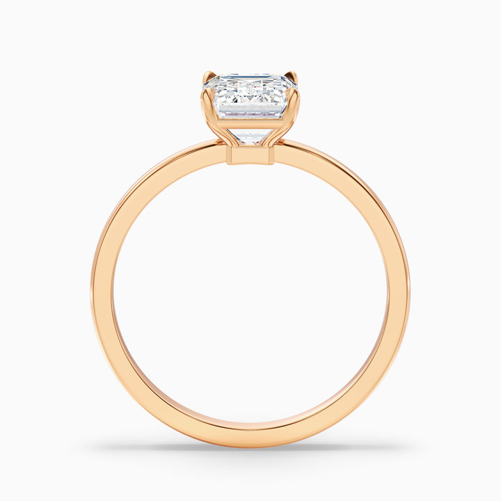 aiyla 3.5 carat emerald cut low profile solitaire lab grown diamond ring in 925 sterling silver - Side View