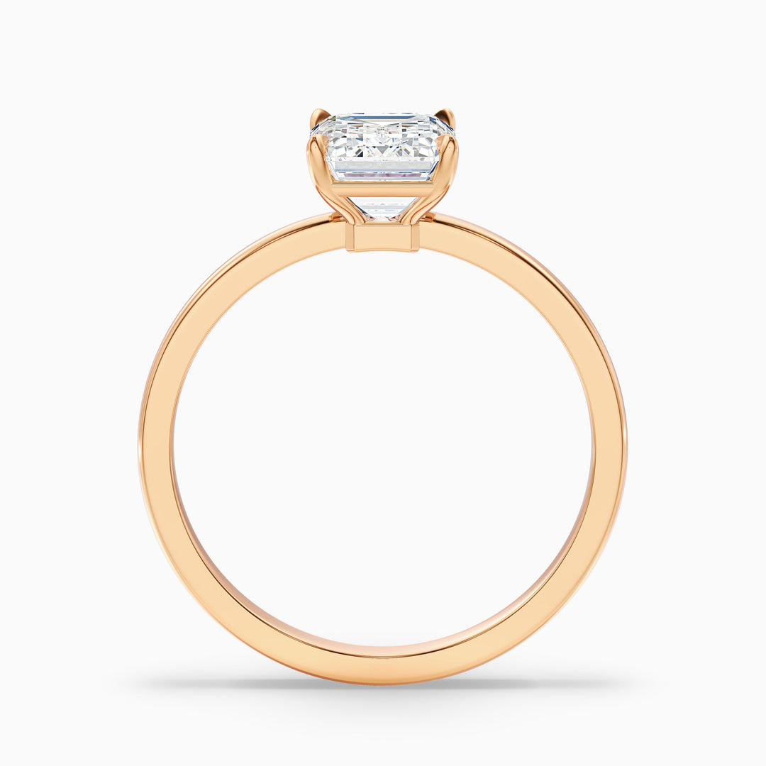 aiyla 5 carat emerald cut low profile solitaire lab grown diamond ring in 14k yellow gold - Side View