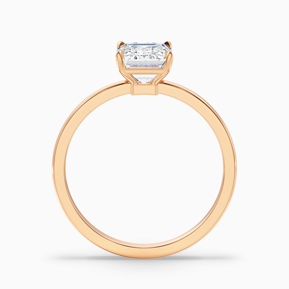 aiyla 1.5 carat emerald cut low profile solitaire lab grown diamond ring in 18k rose gold - Side View