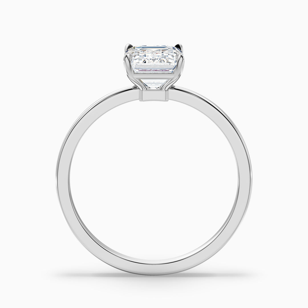 aiyla 4.5 carat emerald cut low profile solitaire lab grown diamond ring in 925 sterling silver - Side View