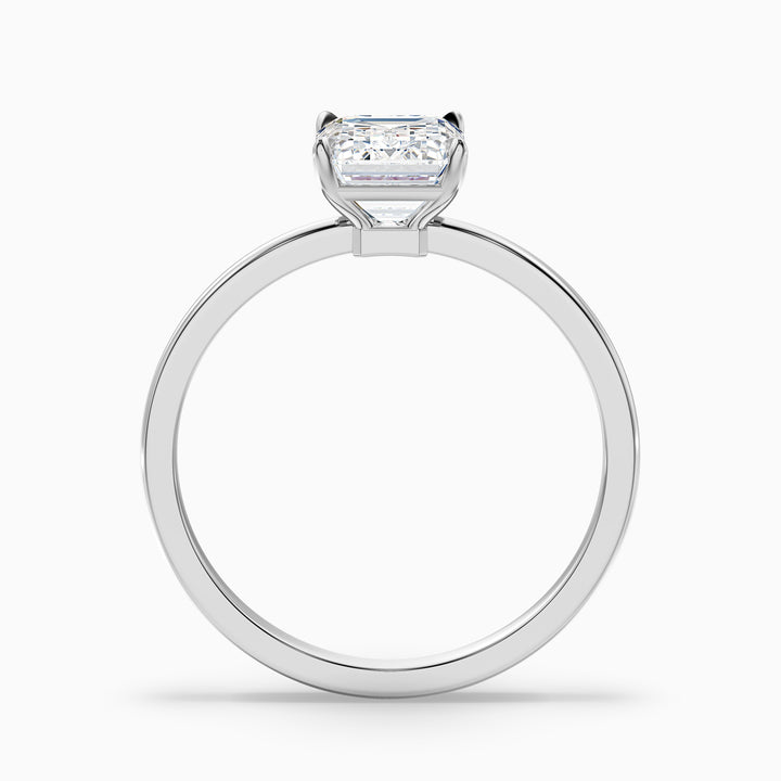 aiyla 3.5 carat emerald cut low profile solitaire lab grown diamond ring in 925 sterling silver - Side View