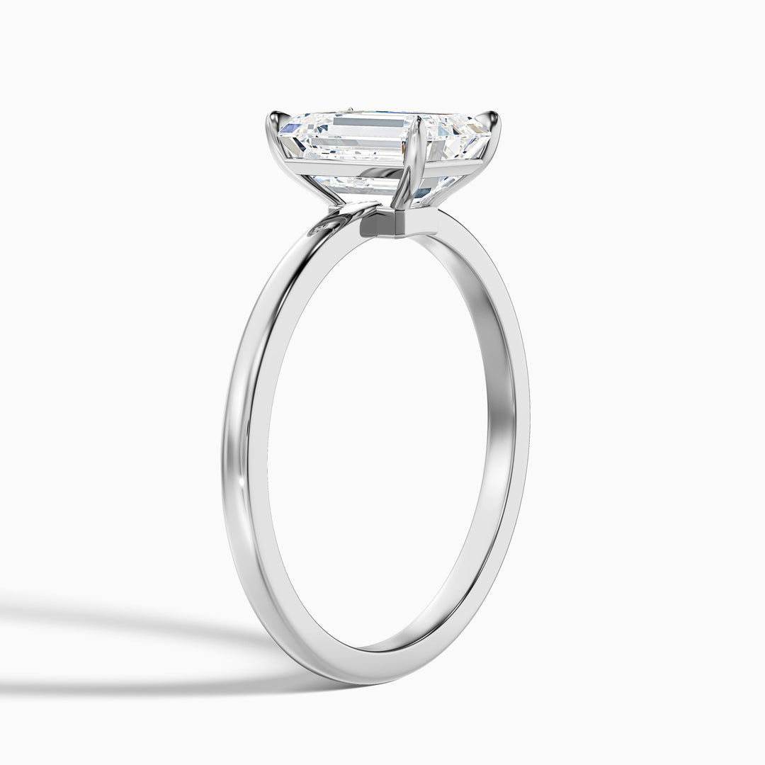 aiyla 2 carat emerald cut low profile solitaire lab grown diamond ring in 925 sterling silver - Detail View