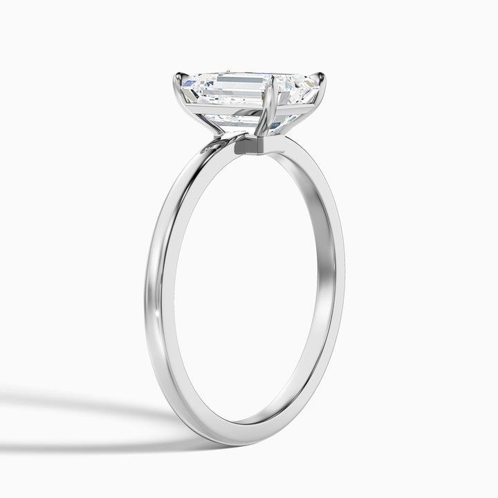 aiyla 4.5 carat emerald cut low profile solitaire lab grown diamond ring in 925 sterling silver - Detail View