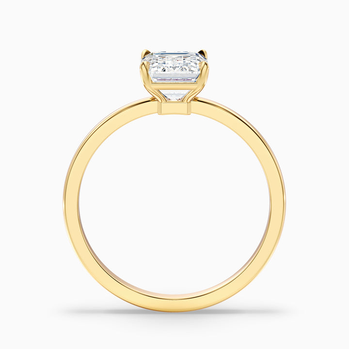 aiyla 3.5 carat emerald cut low profile solitaire lab grown diamond ring in 925 sterling silver - Side View
