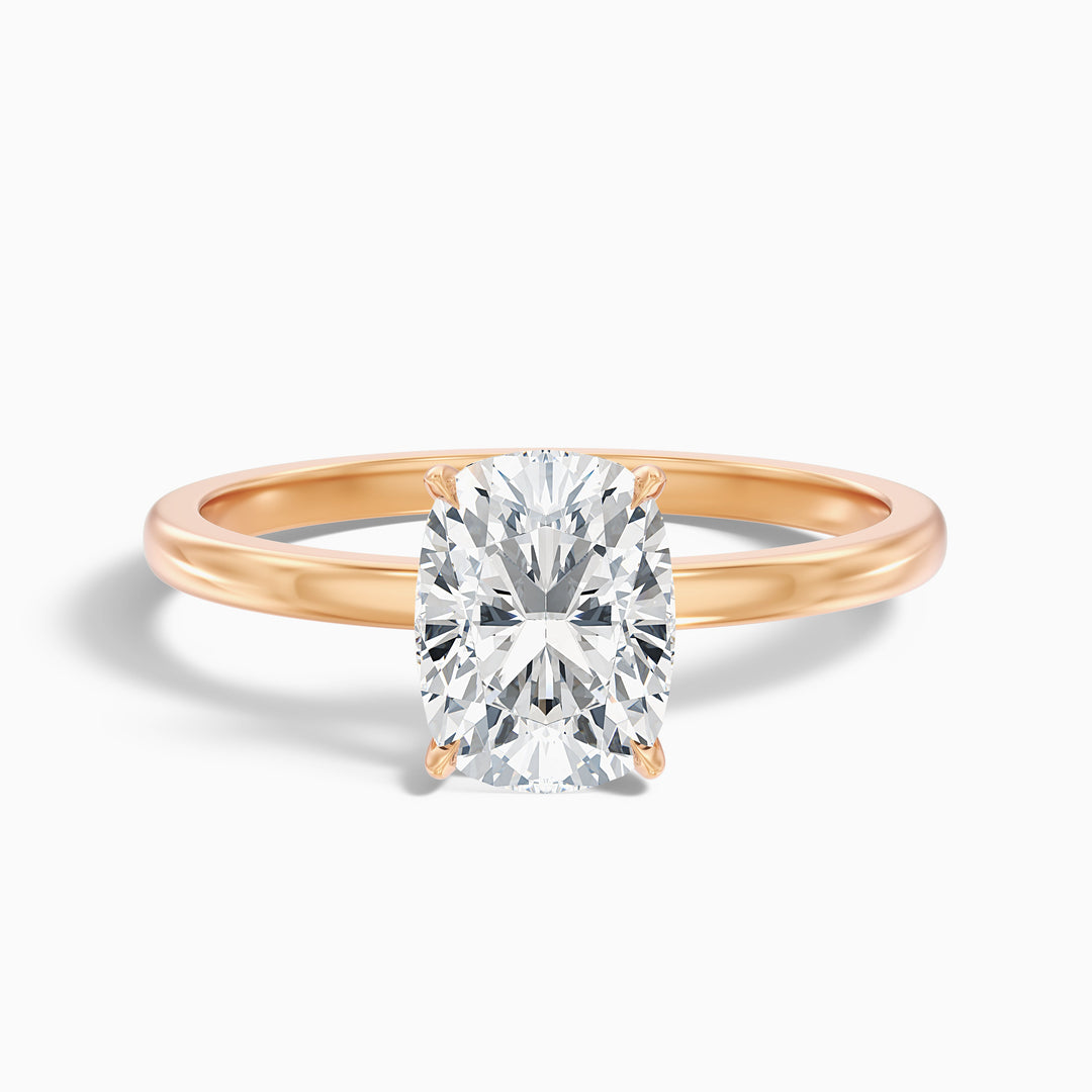 crina 1 carat elongated cushion low profile solitaire lab grown diamond ring in 10k yellow gold - Front View