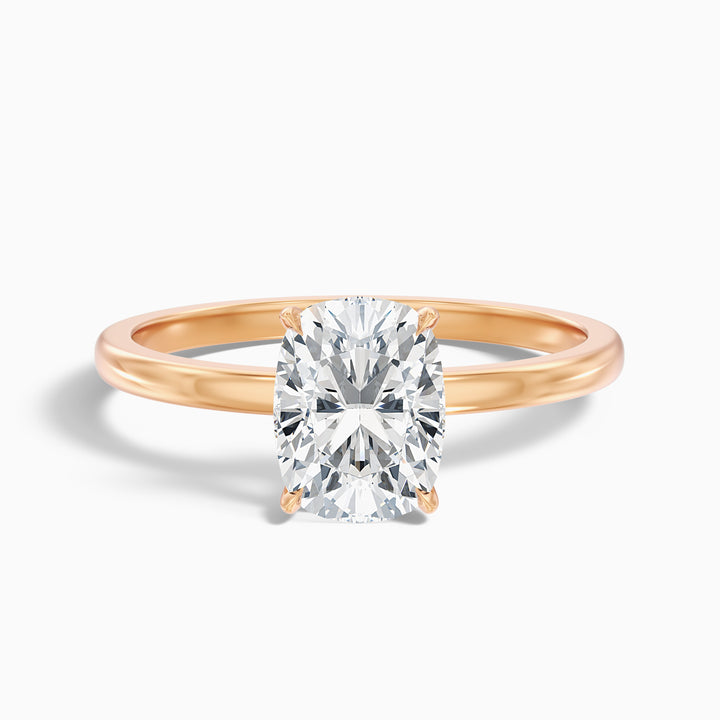 crina 1 carat elongated cushion low profile solitaire lab grown diamond ring in 10k yellow gold - Front View