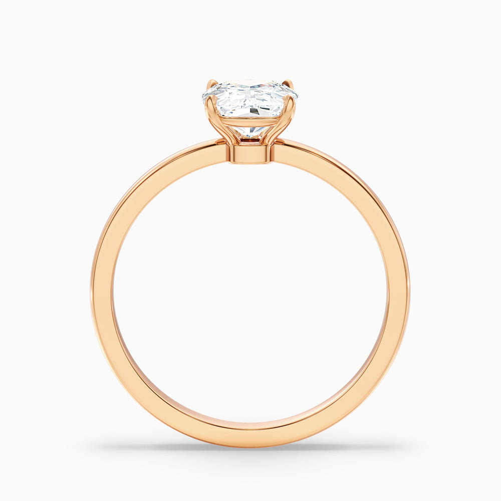 crina 1 carat elongated cushion low profile solitaire lab grown diamond ring in 10k rose gold - Side View