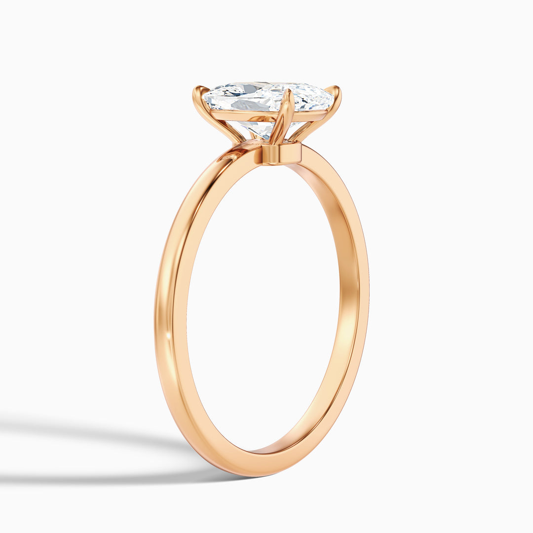 crina 5 carat elongated cushion low profile solitaire lab grown diamond ring in 925 sterling silver - Detail View