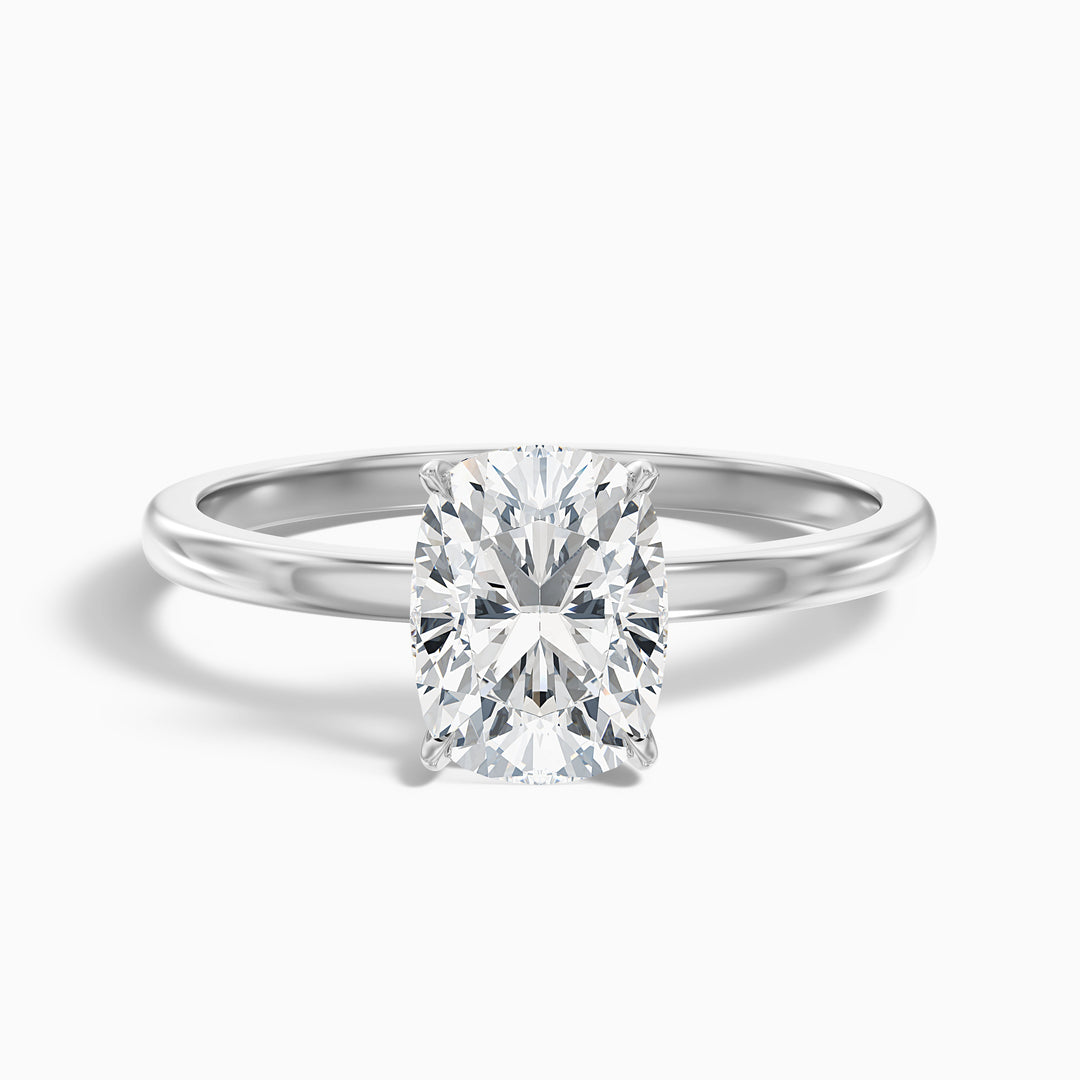 crina 5 carat elongated cushion low profile solitaire lab grown diamond ring in 925 sterling silver - Front View
