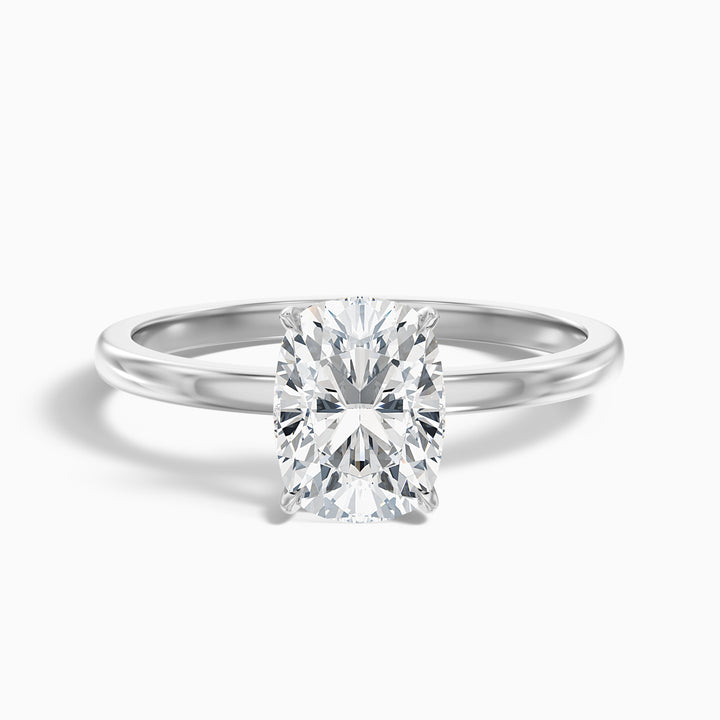 crina 4.5 carat elongated cushion low profile solitaire lab grown diamond ring in 925 sterling silver - Front View