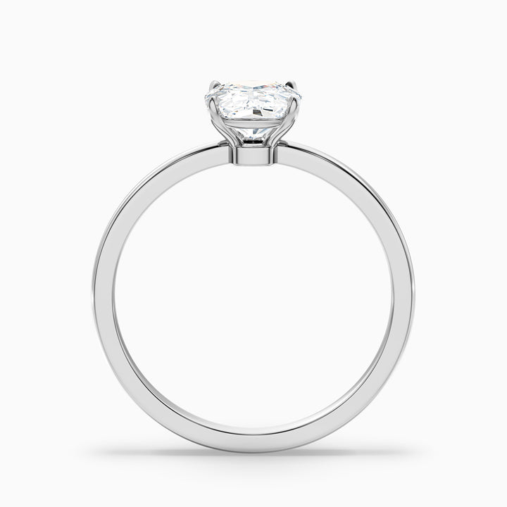 crina 4.5 carat elongated cushion low profile solitaire lab grown diamond ring in 925 sterling silver - Side View