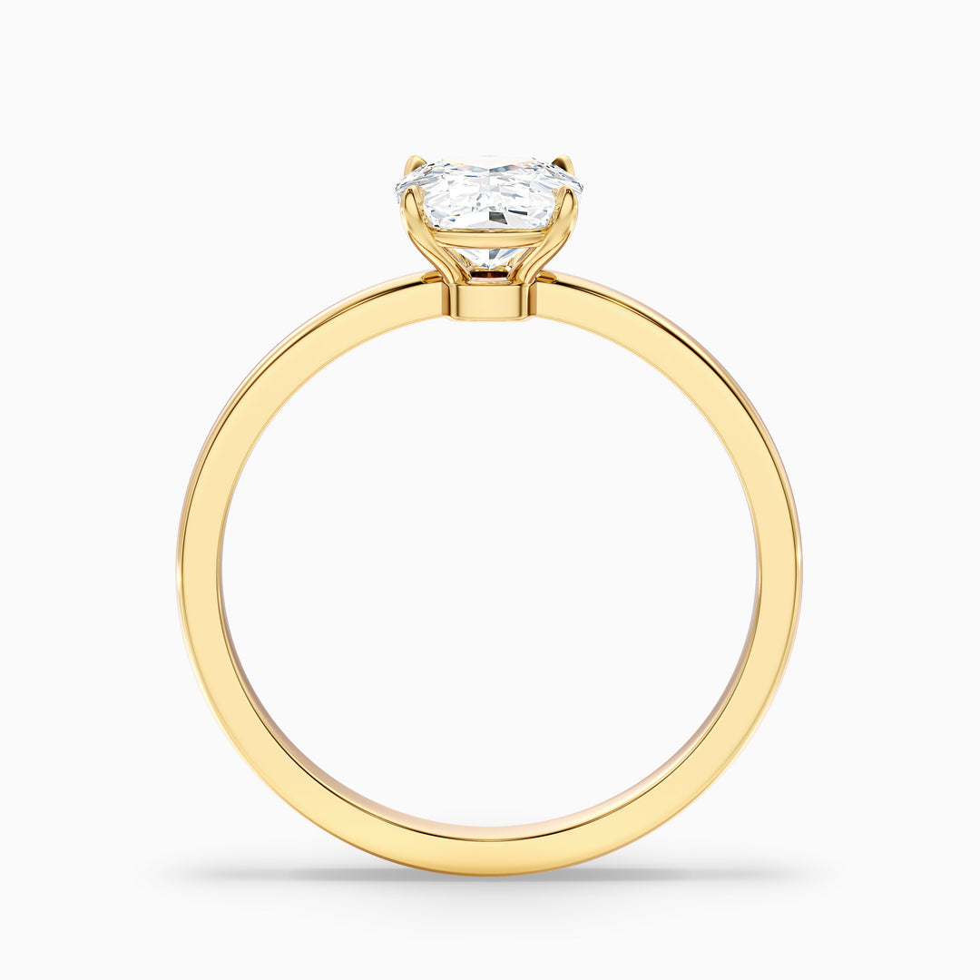 Anahi 5 Carat Elongated Cushion Low Profile Solitaire Moissanite Diamond Ring in 14k Yellow Gold