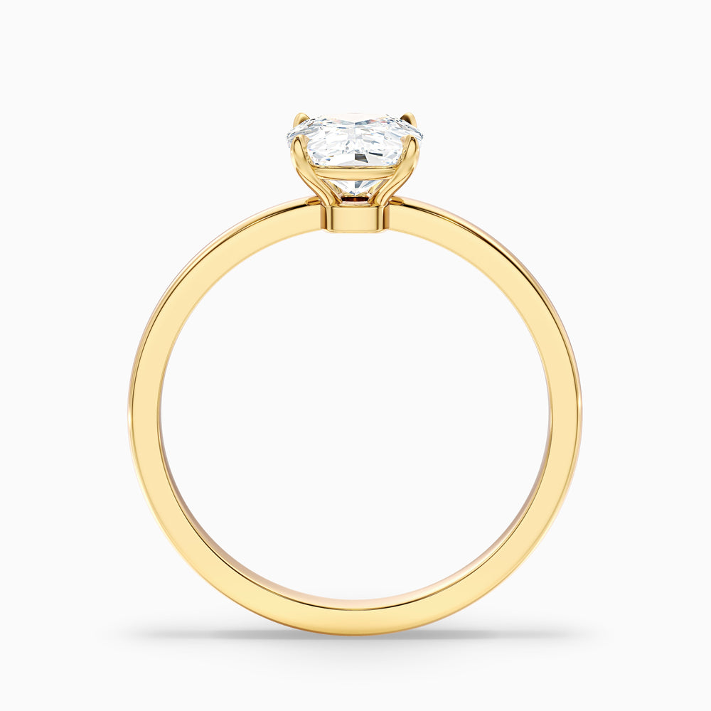 crina 1 carat elongated cushion low profile solitaire lab grown diamond ring in 10k yellow gold - Side View
