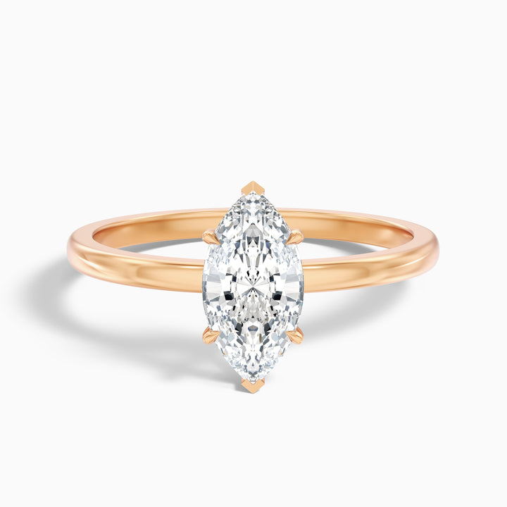 Dora 1 Carat Marquise Cut Low Profile Solitaire Lab Grown Diamond Ring in 925 Sterling Silver