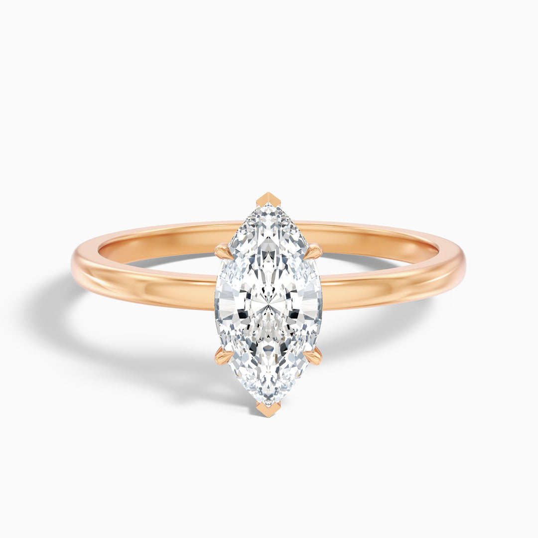 Dora 2.5 Carat Marquise Cut Low Profile Solitaire Lab Grown Diamond Ring in 925 Sterling Silver