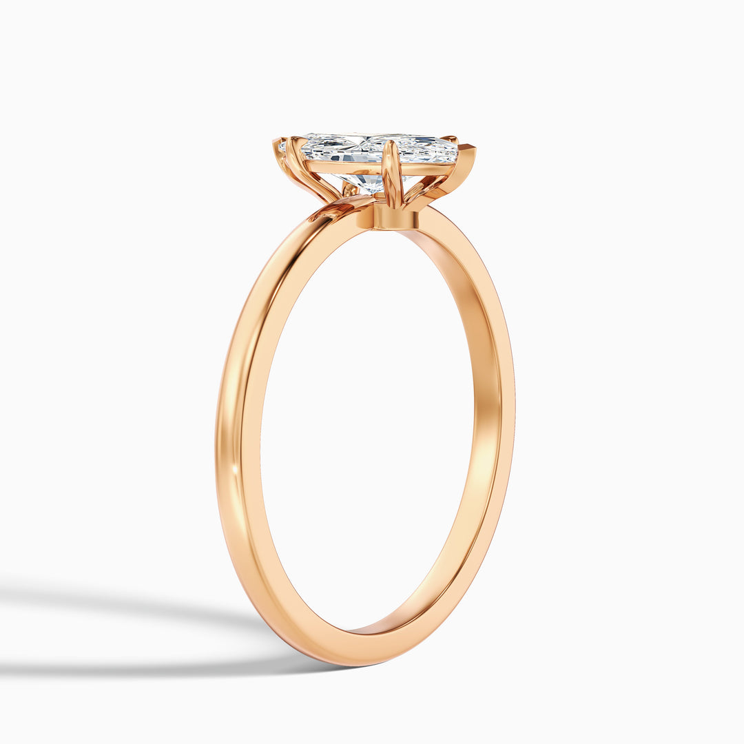 Verne 4 Carat Marquise Cut Low Profile Solitaire Moissanite Diamond Ring in 925 Sterling Silver