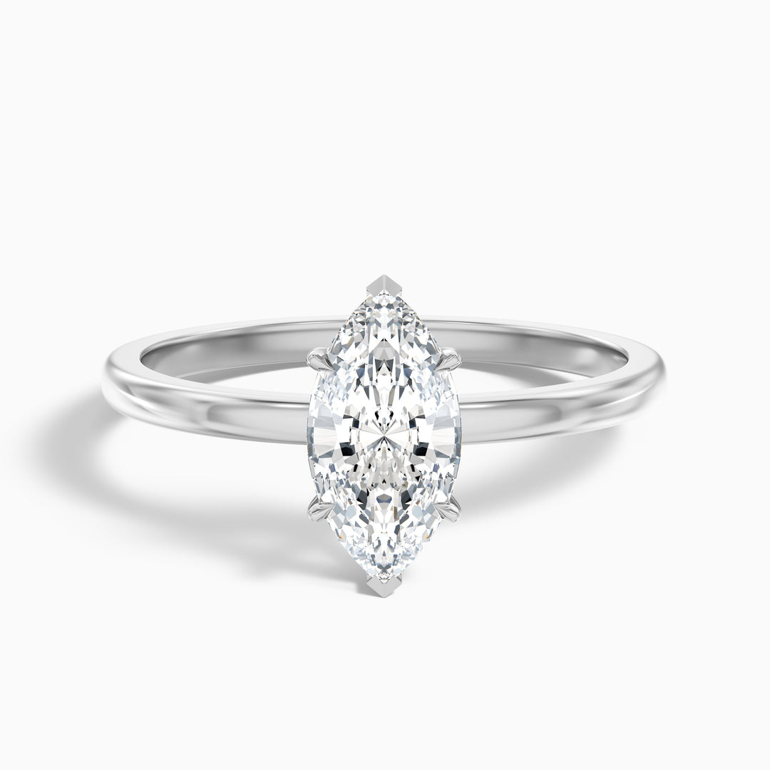 Dora 1 Carat Marquise Cut Low Profile Solitaire Lab Grown Diamond Ring in 925 Sterling Silver
