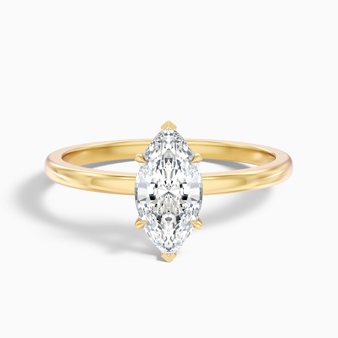 Dora 2.5 Carat Marquise Cut Low Profile Solitaire Lab Grown Diamond Ring in 925 Sterling Silver