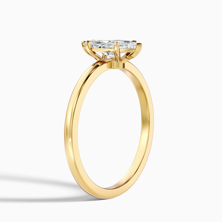 Verne 4 Carat Marquise Cut Low Profile Solitaire Moissanite Diamond Ring in 925 Sterling Silver