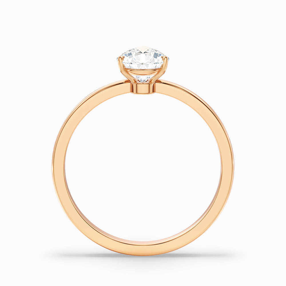 ginna 1 carat pear cut low profile solitaire lab grown diamond ring in 10k rose gold - Side View