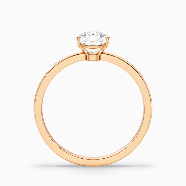 Ainsy 1 Carat Pear Cut Low Profile Solitaire Moissanite Diamond Ring in 10k Yellow Gold
