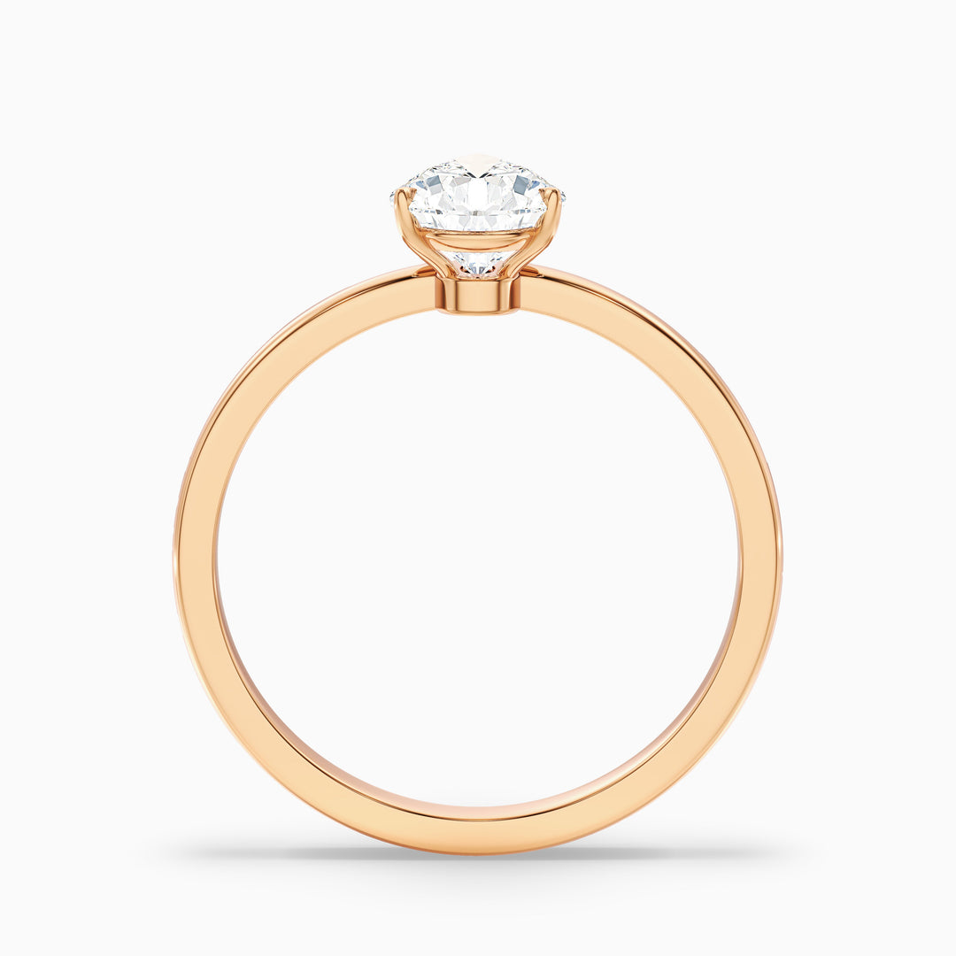 ginna 4 carat pear cut low profile solitaire lab grown diamond ring in 925 sterling silver - Side View