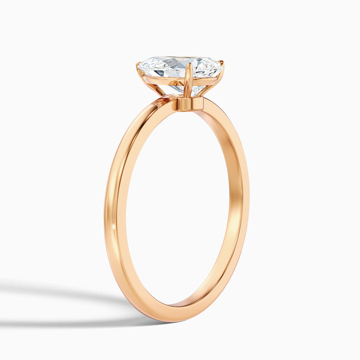ginna 5 carat pear cut low profile solitaire lab grown diamond ring in 925 sterling silver - Detail View
