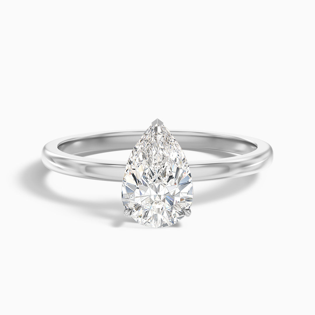ginna 4 carat pear cut low profile solitaire lab grown diamond ring in 925 sterling silver - Front View
