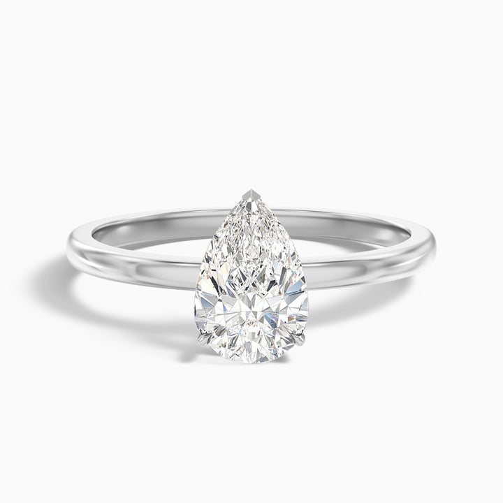 ginna 5 carat pear cut low profile solitaire lab grown diamond ring in 925 sterling silver - Front View