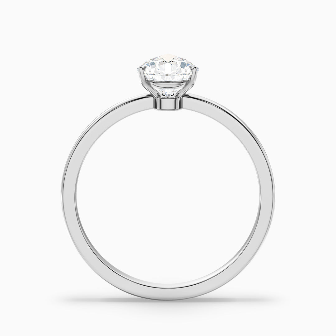 ginna 4 carat pear cut low profile solitaire lab grown diamond ring in 925 sterling silver - Side View