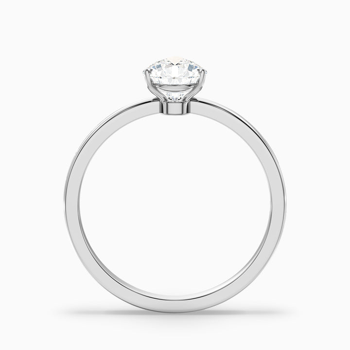 ginna 3 carat pear cut low profile solitaire lab grown diamond ring in 925 sterling silver - Side View