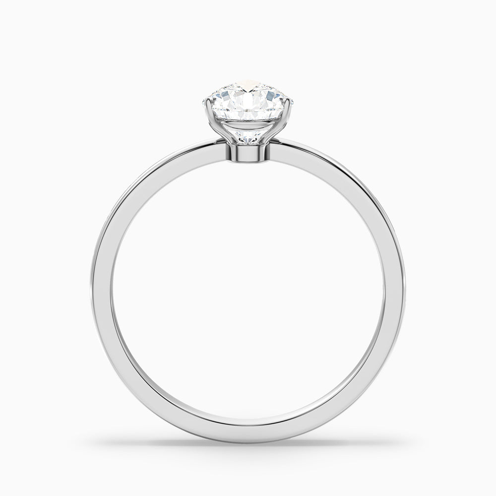 ginna 1 carat pear cut low profile solitaire lab grown diamond ring in 10k white gold - Side View