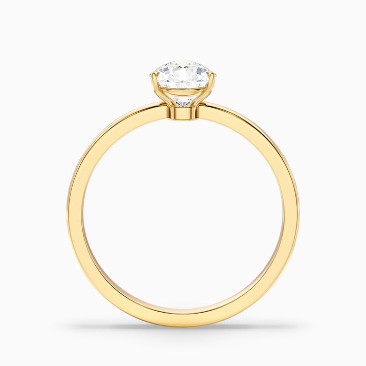 Ainsy 3 Carat Pear Cut Low Profile Solitaire Moissanite Diamond Ring in 14k Yellow Gold